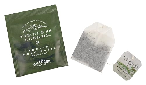 Image of Timeless Blends by The Hillcart Tales Indian Holy Basil Green Tea Bags 100 Pieces, Premium Tulsi Green Tea Leaves With Organic Detox Hint of Vegetal Notes, Stimulating & Calming Ingredients, 200 gms