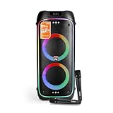 The Platinum DK65 Bluetooth Party Speaker, Karaoke Machine for Adults with 2 Wireless Microphones and Powerful bass & subwoofer, RGB Lights, Features Over 23k Songs for Outdoor & Home