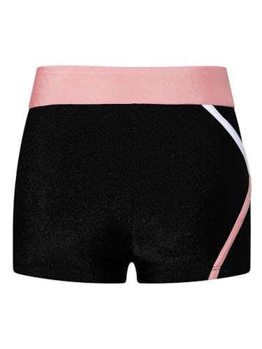 Kids Girls Low Waist Elastic Gymnastics Dance Sports Shorts Color Contrast Stretchy Skinny Tights Activewear2