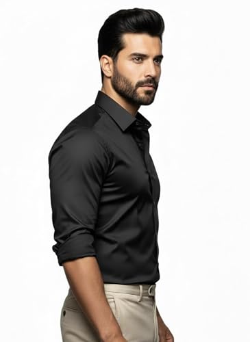 Image of Men's Solid Satin Full Sleeve Soft Finish Regular Fit Shirt for Casual Wear