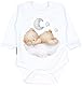 TupTam Baby Mädchen Jungen Bekleidungsset Langarmbody Hose Mütze mit Aufdruck Spruch 3 teilig, Farbe: Bärchen auf der Wolke Weiß Beige, Größe: 68