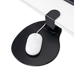 EHO Clamp on Mouse Platform, Clip on Pad Rotating 360 Degree, Ergonomic Mouse Tray Attachment, Mouse Pad, Slide Out Tray, Suitable for 1.5" Thickness Desk, for Home Organizer Extender (Black)