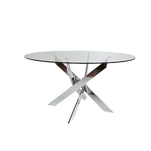 ambiato Eettafel Ruth rond 120 cm chroom frame + glasplaat glazen tafel ronde keukentafel conferentietafel glazen tafel