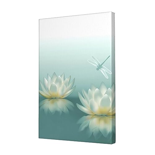 Toile murale libellule et nénuphar 30,5 x 45,7 cm sans cadre pour salon
