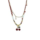 NINMQCFVG Collar collar de perlas de arroz con colgante de cereza para mujer, regalo sencillo de moda con cadena de clavícula de fresa regalo de joyería para fiestas