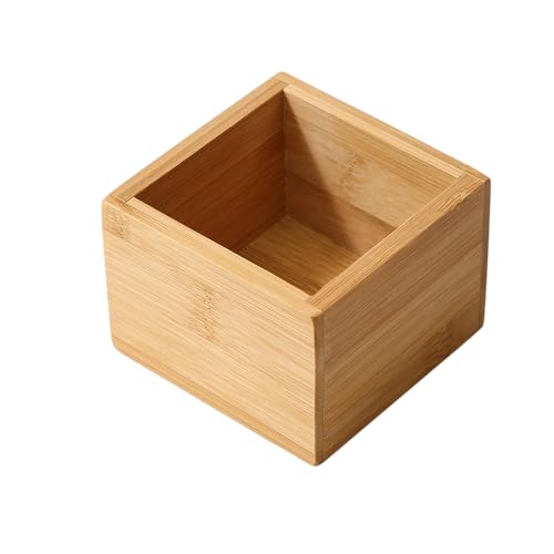 Image of HOKIPO Bamboo Drawer Organizers Storage Box for Home, Bathroom, Kids Room Office Desk Organizer, 9X9X7 cm (AR-5056), Brown