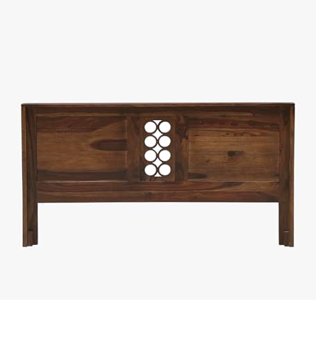 Image of EXCEL International Jiksa Design Solid Sheesham (Rose) Wood Queen Size Bed Without Storage | Wooden Double Bed | Rosewood, with Provincial Teak Finish - Elegant, Durable & Spacious