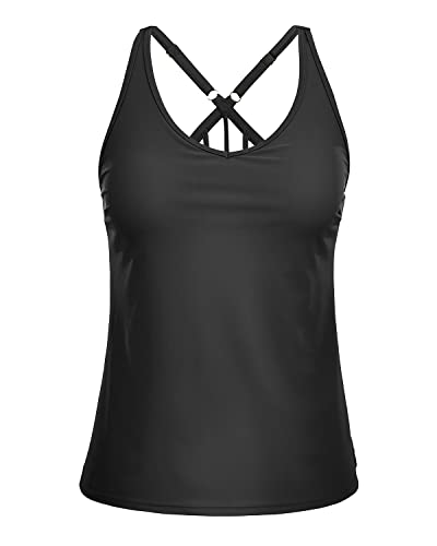 Image of Yonique Womens Tankini Top Only Athletic Swim Top Modest Tankini Swimsuit No Bottom