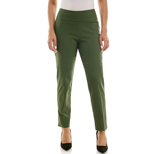 Zac & Rachel Women's Pull-On Ankle Length Pant with Tummy Control Waist Band