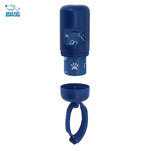 Image of Best Pet Supplies Dog Poop Bag Holder Leash Attachment Reusable Dispenser for Travel, Walking, Park, and Outdoor Use, Durable with Clip-On - Royal Blue, Pack of 2