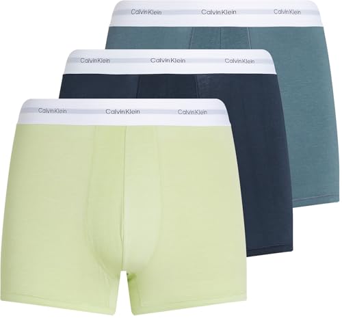 Calvin Klein Calzoncillos bóxer Pack de 3 Hombre Trunks con logotipo en la cintura, Multicolor (Shoreline, Highline Gr, Grisaille), S