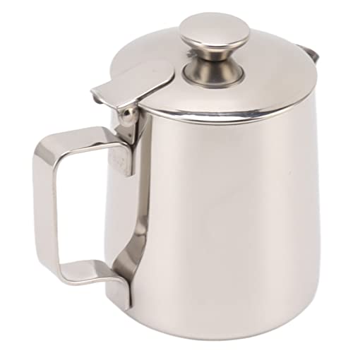 Jarra para espumar leche de acero inoxidable con tapa para espuma de café capuchino 5