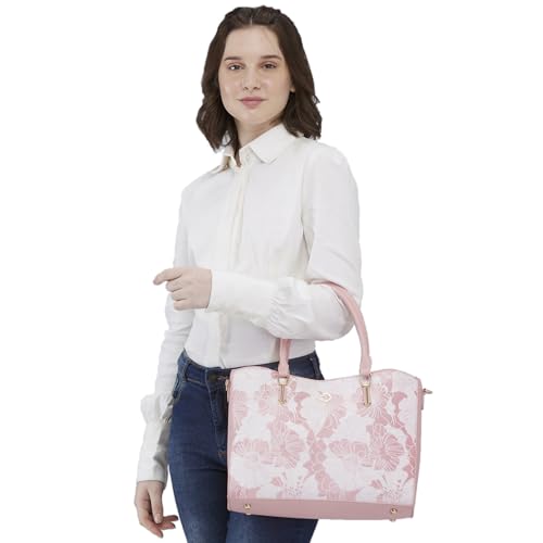 Image of Caprese Margot Satchel Bag, Medium | Stylish Floral Print Handbag for Women with Adjustable & Detachable Sling Strap | Secure Zip Closure | Perfect for Office & Daily Essentials