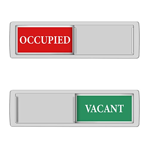 Image of Privacy Sign - Vacant Occupied Sign for Home Bathroom Office Restroom Conference Hotel Hospital, Easy to Read Non-Scratch Magnetic Slider Door Indicator with Clear, Bold & Colored Text - Silver