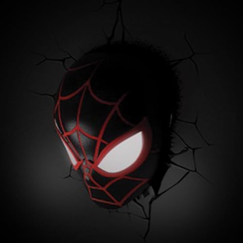 Máscara Spider-Man Miles Morales 3D lámpara decorativa de pared para dormitorios infantiles