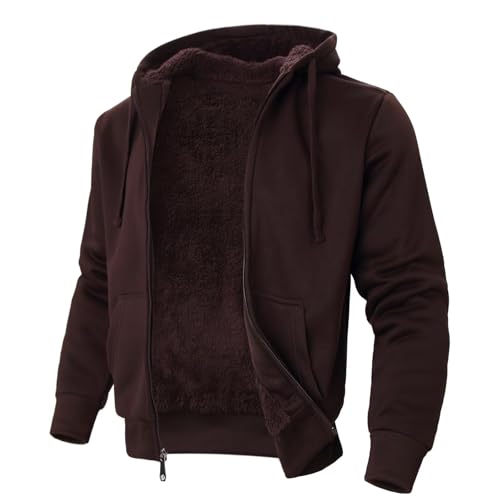 Image of LeeHanTon Men Fleece Jacket Lightweight Sherpa Fleece Jackets Zip Up Hoodie Lined Sweatshirt Coat with Pockets