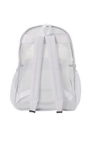 Heavy Duty Classic Gym Student Mesh See Through Netting Backpack | Padded Straps White, One Size, (RT130-White-AF)4
