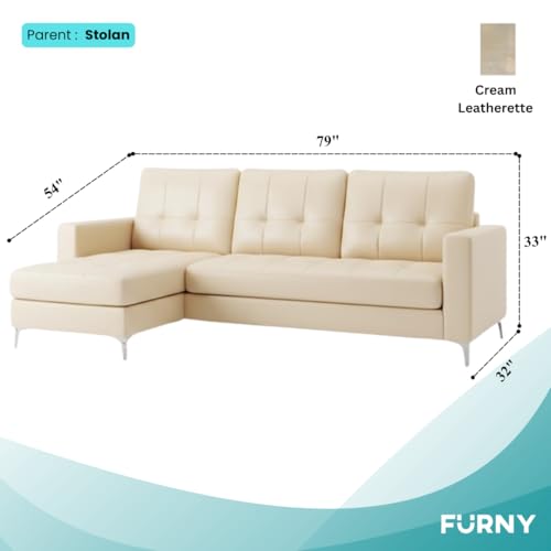 Image of CASASTYLE Madison 4 Seater Leatherette LHS L Shape Sofa Set (Cream) Premium Finish | Ideal for Living Rooms