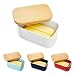 [NEW AND IMPROVED] Sweese 3151 Large Butter Dish - 1 Pound or 4 Stick Airtight Butter Keeper - Porcelain Container with Beech Wooden Lid