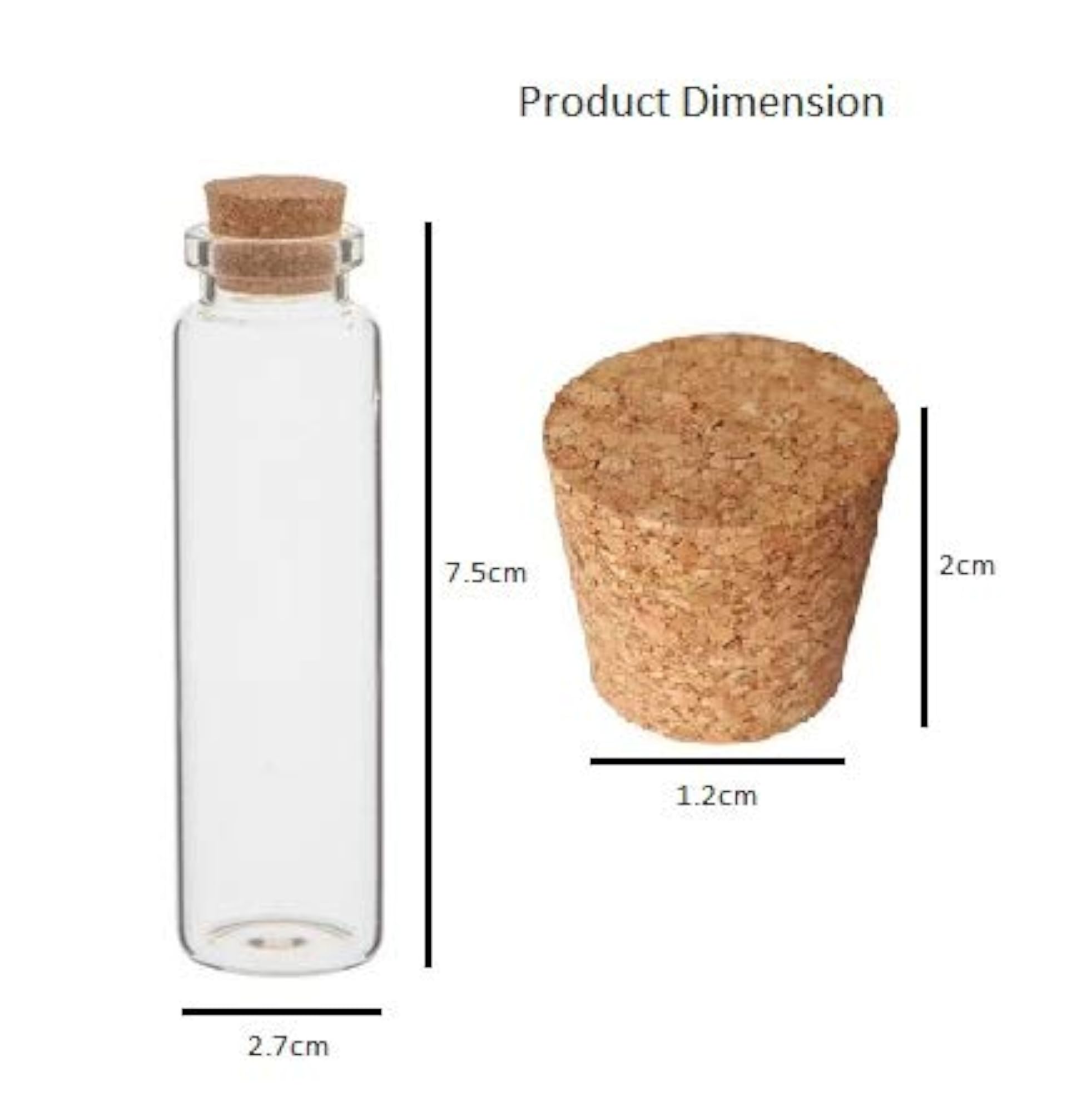 Pack of 6 Glass Cork Stopper Jars, 30ml Transparent
