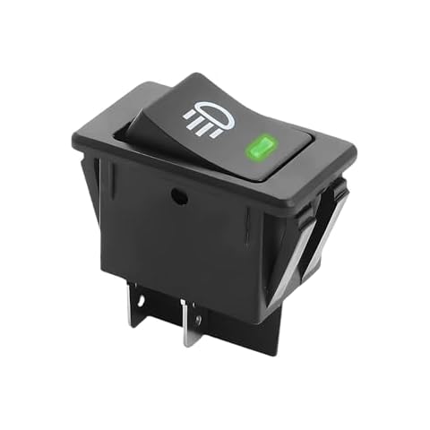 DXNQ Car Fog Light Toggle Rocker Switch, 4 Pin 12V 35A ON/Off SPST Fog Lamp Toggle Switch with LED Light, Universal Rear Front Fog Light Rocker Switch for RV Truck Marine Boat (Green) Cover