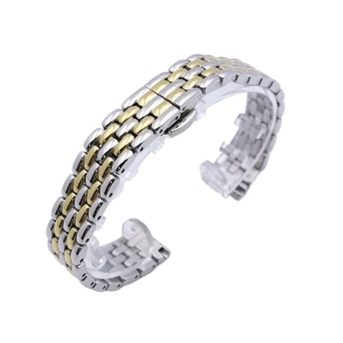 SiChouwz 10mm 12mm 14mm 16mm �X�e�����X�X�`�[���X�g���b�v�E�H�b�`�o���h ���f�B�[�X �V���o�[ �S�[���h �u���b�N ���[�Y�S�[���h �u���X���b�g(Gold Silver,16mm)