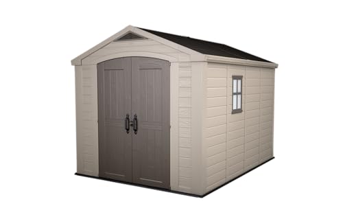 Keter Gerätehaus Factor 8x11, Beige, 15.5m³ Rauminhalt, Außenmaße (B/T/H): 256.5 x 332 x 243 cm, wetterfest, wasserdicht, UV-beständig, Outdoor