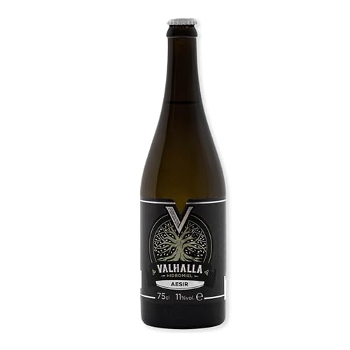 Valhalla Hidromiel Aesir | Botella 75cl Estilo Vikingo Seco Sin Gluten ni Sulfitos Añadidos | Bebida Artesana de Miel | Impacto Seco para Aperitivos | 11% Vol.
