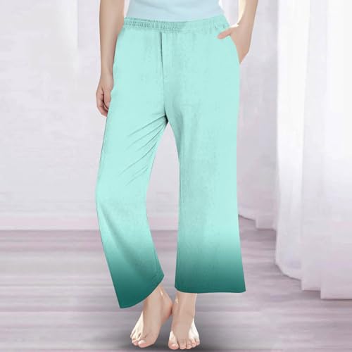 Girls Gradient Cute Summer Workout Pants Elastic Waist Lightweight Straight Yoga Trousers with Pockets for Kids 4-14 Years 6