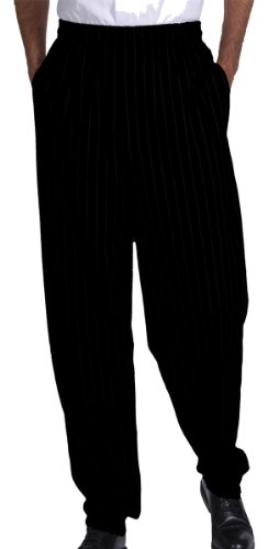 Ed Garments Traditional Baggy Elastic Waist Chef Pant, Black, XXXX-Large