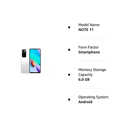 Xiaomi Redmi Note 11 4G Volte 128Gb + 6Gb Factory Unlocked 6.43" Quad Camera 50Mp Night Mode (Not Verizon Sprint Boost Cricket At&T Metro Pcs) (W/Fast Car Charger Bundle) (White) #TOP4