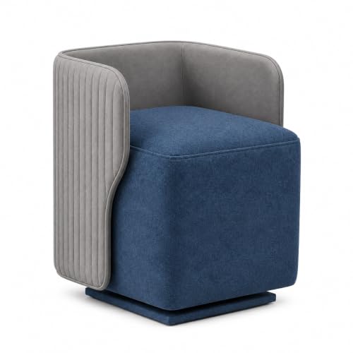 Image of 360 Swivel Ottoman Chair for Living Room | Upholstered Boucle Fabric Accent Barrel Chair with Curved Back | Modern Swivel Lounge Chair with Metal Base for Bedroom Office Hotel