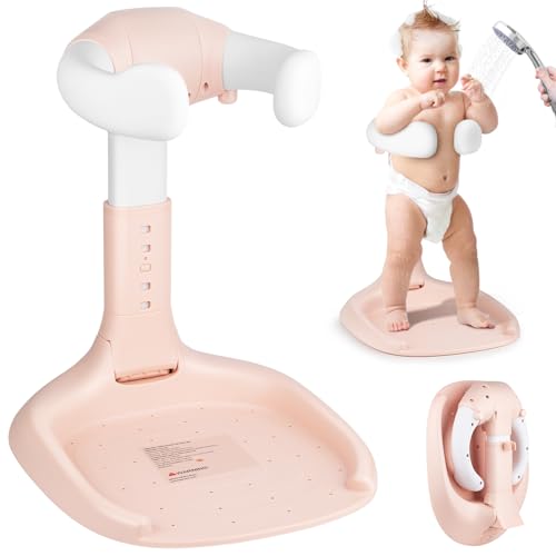 Image of Foldable Baby Shower Stand, Anti-Slip Baby Shower Standing Support, Adjustable Baby Shower Stand, Soporte para Banera de Bebe, Baby Bathtub with Stand Ideal Gift for Infants 6-36 Months (Pink)