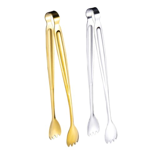 Alipis 2 piezas Pinzas de Cocina Inoxidable Barbacoa y Buffet Plata Resistentes y para Asar Carne y Servir Alimentos