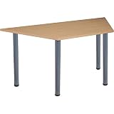 Certeo Table de bureau avec pieds tubulaires - Forme trapèze- LxPxH 1600 x 694 x 740 mm - Piétement graphite - Hêtre - Karbon - Table polyvalente Table de réunion Table de conférence mobilier meeting
