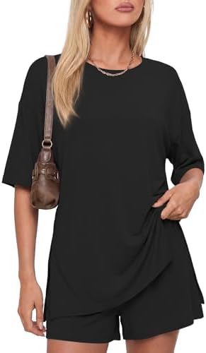 Darong Women's 2 Piece Lounge Set Short Sleeve Boxy T-shirt & Sho...