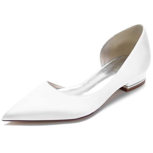 Women's Flat Heel Pointed Toe Wedding Shoes for Bridal Shoes Bridesmaid Shoes