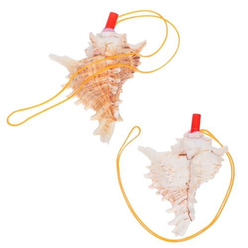 BESTonZON 2 Piezas Silbato de Natural Trompeta Decorativa para Hogar Sonido Auténtico para Fiestas y Celebraciones Amuleto de Suerte con Diseño Marino Elegante
