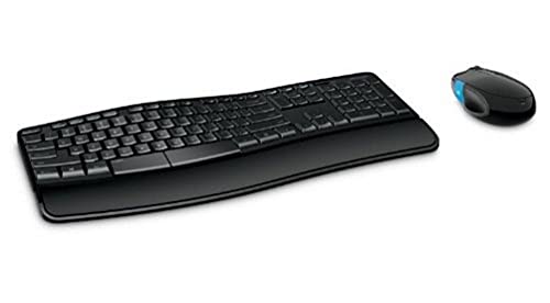 Microsoft – Sculpt Comfort Desktop – Ensemble clavier et souris ergonomique sans fil avec récepteur USB (repose poignets intégré, confortable) – Clavier AZERTY français – Noir (L3V-00007)