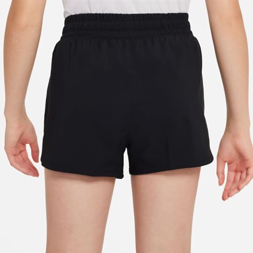 Nike Girls' One Dri-Fit High-Waisted Woven Training Shorts, Black/White