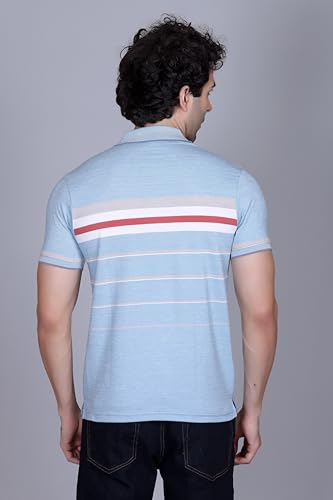 Image of SANE ORIGINALS T-Shirt for Men with Pocket || Textured Striped Polo for Men