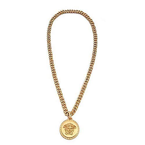 CHENGL Hombres de Cadena de los Hombres de la Medusa de 18 Quilates de Oro de aleación Colgante de Collar de Hombres y Mujeres Accesorios de la joyería de Regalo / 4 * 4 cm/Longitud de Cadena 70cm