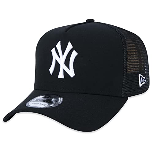 Bone New Era 9FORTY A-Frame Trucker Snapback MLB New York Yankees Aba Curva Preto Aba Curva Snapback