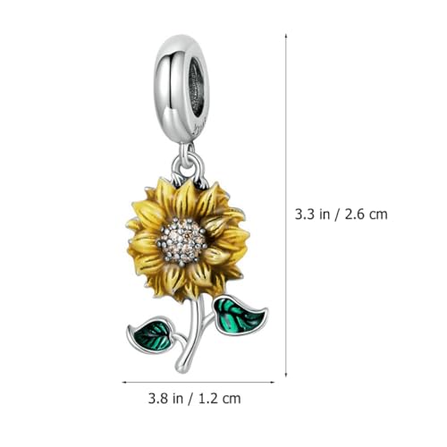 Charme tournesol argenté S925, finition émail et zircons premium - 2