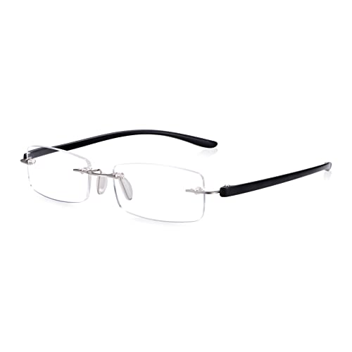 Read Optics Reading Glasses +1.5, Frame Free Readers, Quality Eye Glasses in Matt Black & Silver, Essential Everyday Eyewear - Image 3