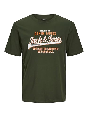 JACK & JONES Jjelogo camiseta SS ONeck 2 Col Aw24 S Pls Camiseta, Verde, 4XL Hombres