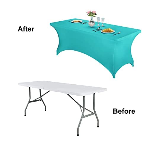 FORLIFE Spandex Table Covers - Fitted 6ft Rectangular Tablecloth, Universal Stretch Patio Table Cover for Wedding, Banquet, Party (Turquoise) by FORLIFE - Image 4