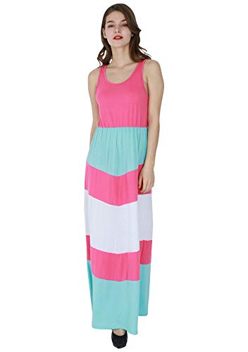 FLITAY Boat Neck Mommy and Daguhter Dress Swing Hem Stripe Dress Womens and Girls A Line Sleeveless Mom and Children Dress3