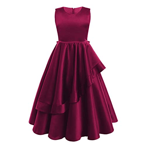 Robe de bal fille rouge pour anniversaire et cadeau de pageant de princesse