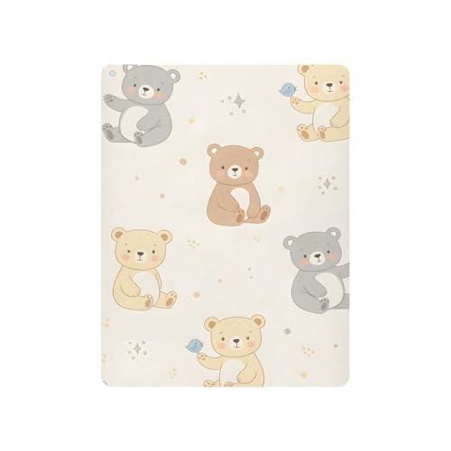 Image of Cute Bear Pattern Crib Sheets Stretchy Portable Sheets for Baby Toddler Breathable Soft Crib Mattress Sheet for Girls Boys